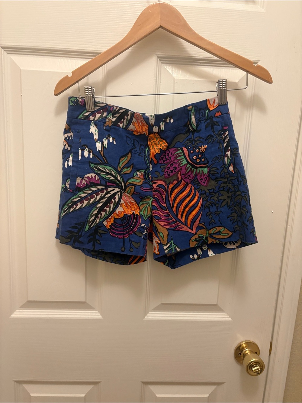J Crew Size 00 Printed Blue Floral Women’s Shorts A79